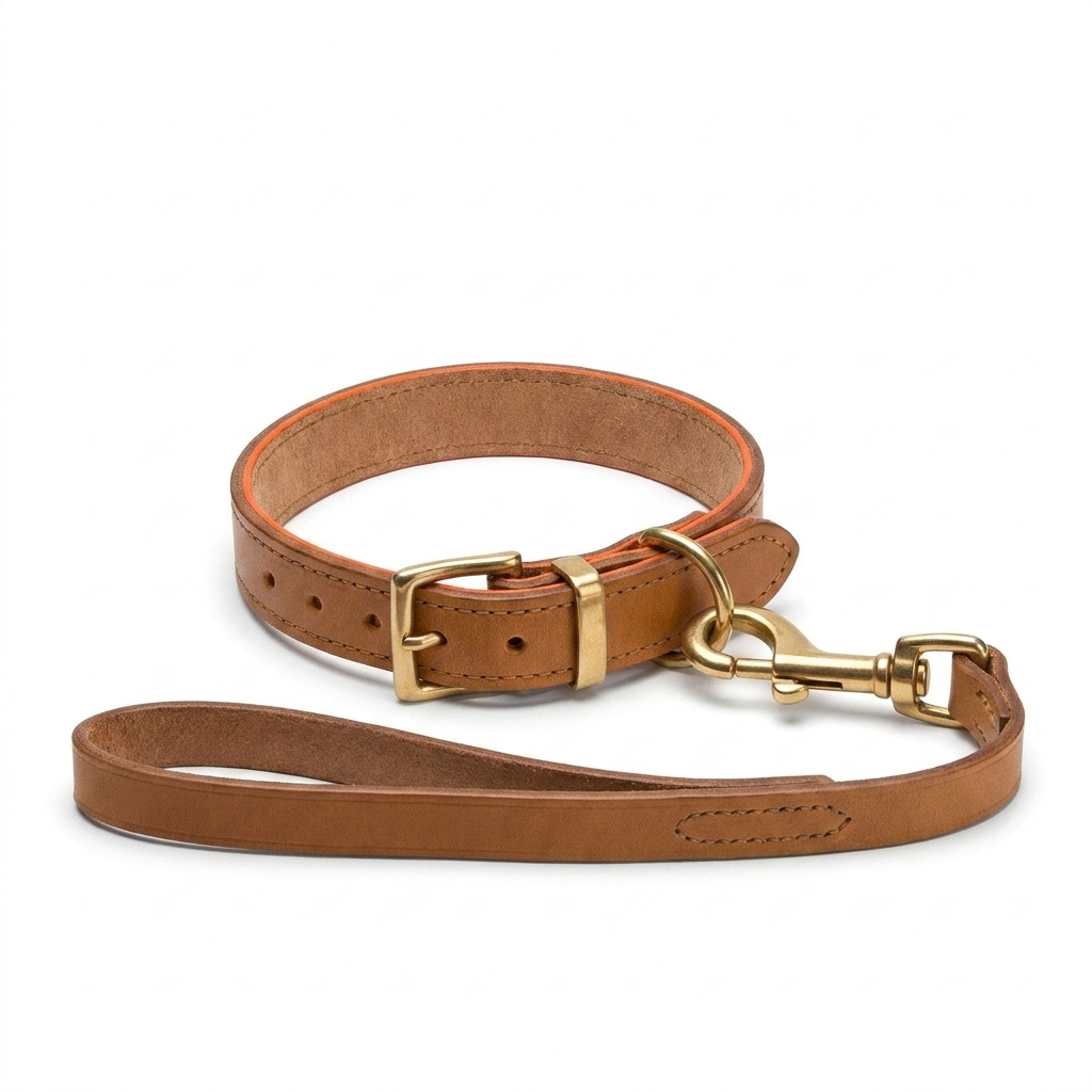 Ostrich Leather Lead Tan angled view
