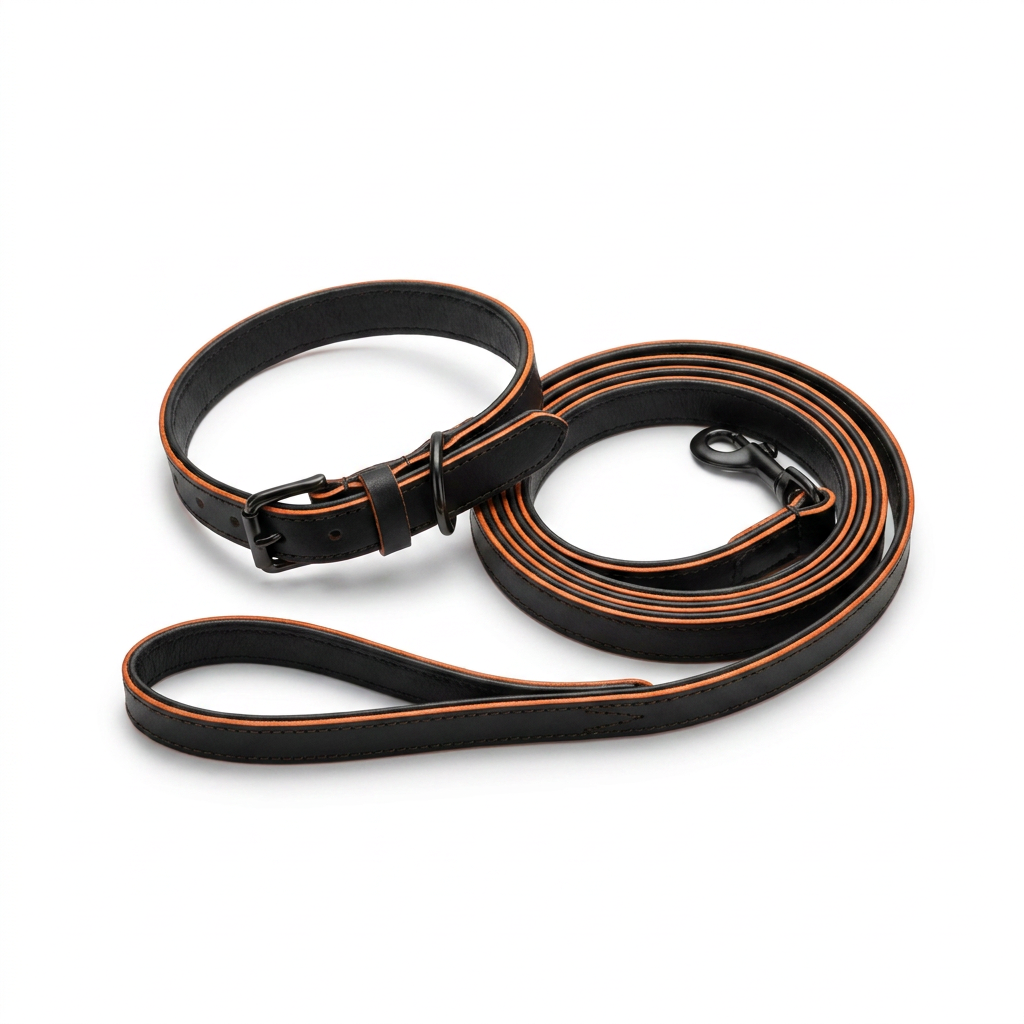 Ostrich Leather Lead Black top-down view