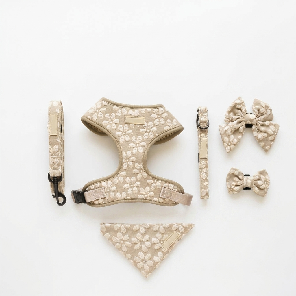Cocopup Mocha Flower Harness top-down view