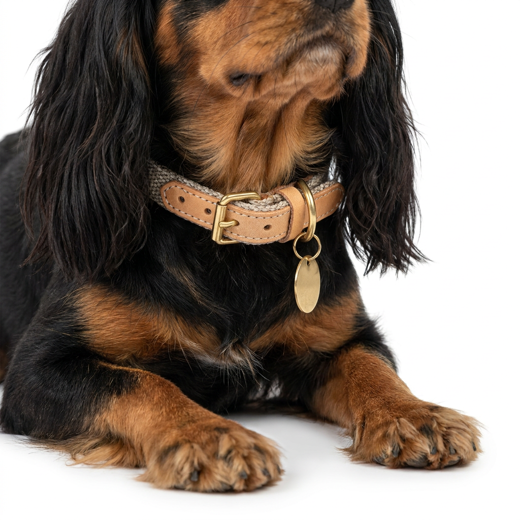 Essentials Herdwick Collar Pebble with dog