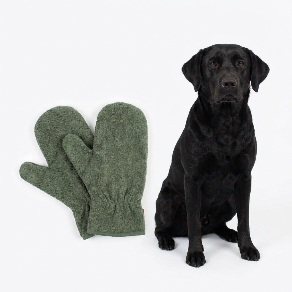 Bamboo Drying Mitts Fir with dog