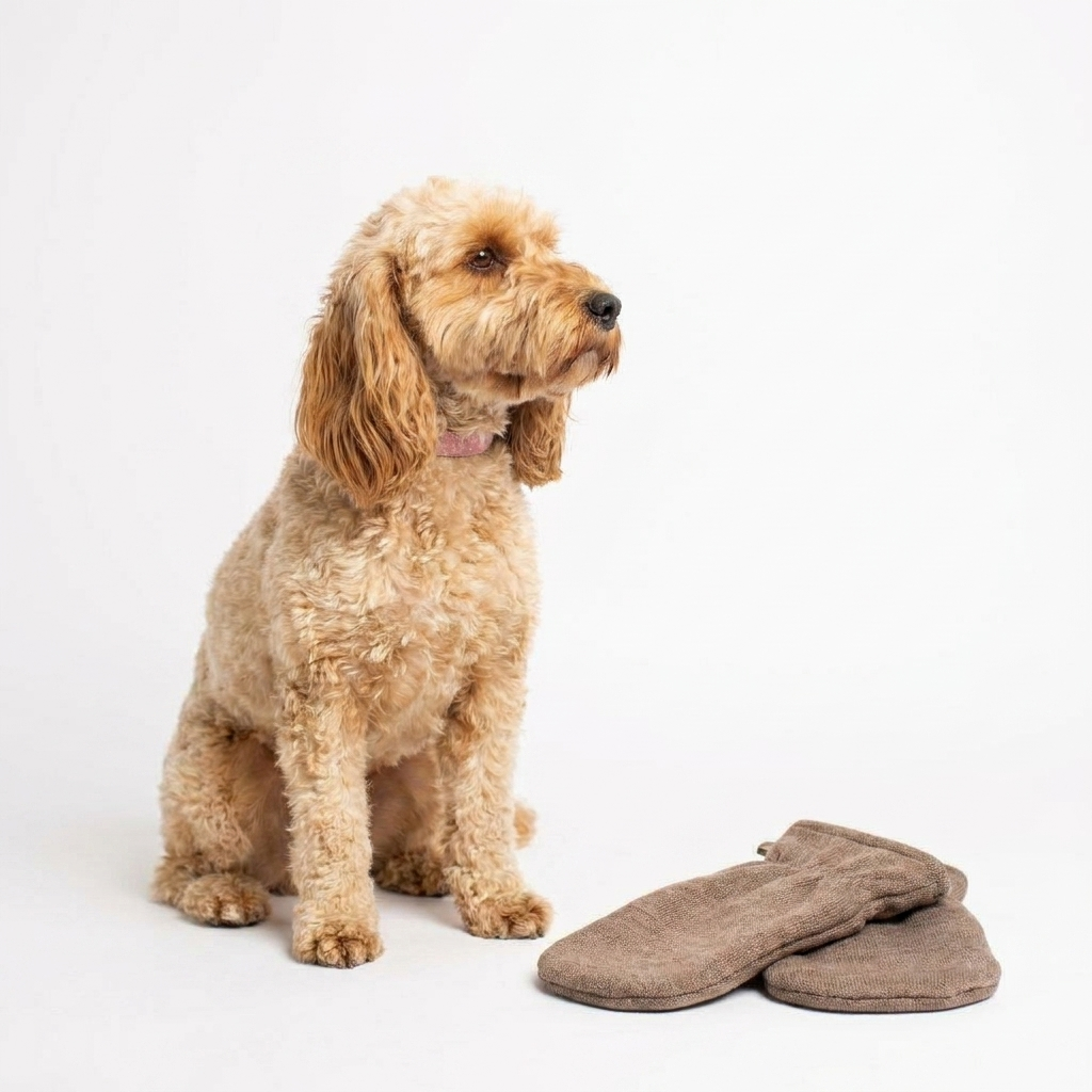 Bamboo Drying Mitts Mole with dog