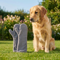 Bamboo Drying Mitts Gun Metal with dog