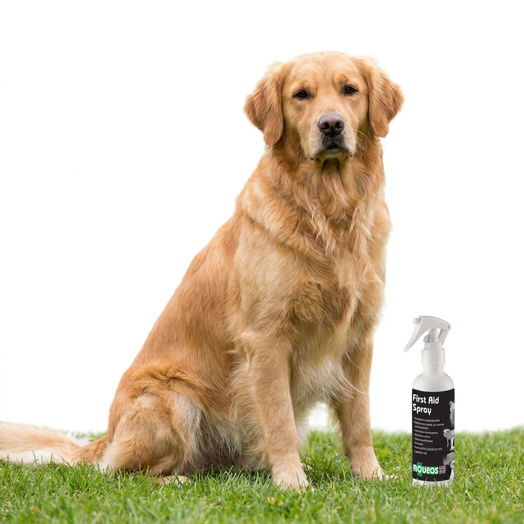Aqueos First Aid Spray with dog
