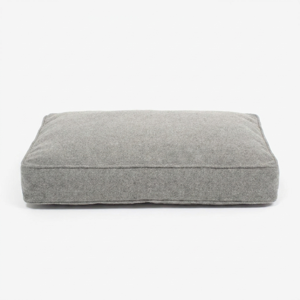 Dog Cushion Pewter Herringbone Tweed front view