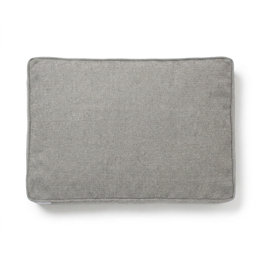 Dog Cushion Pewter Herringbone Tweed top-down view