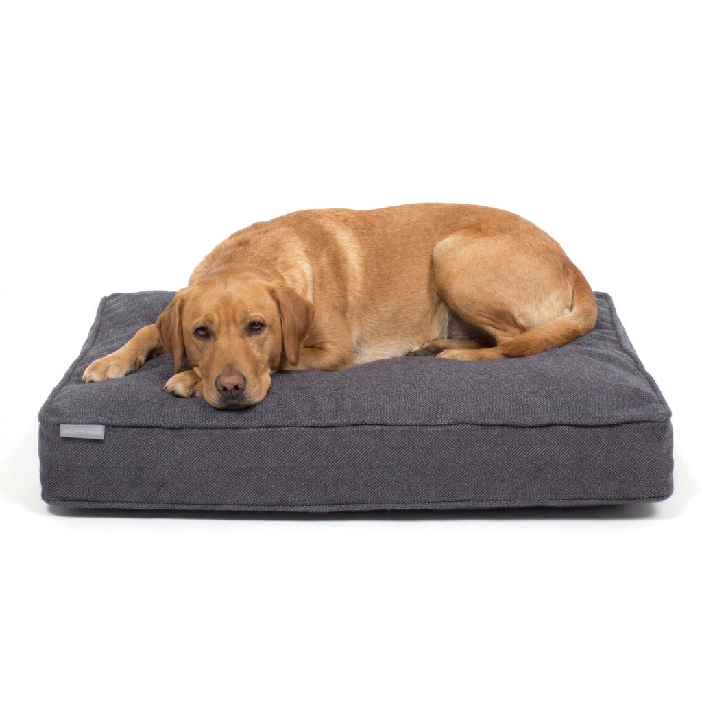 Dog Cushion Oxford Herringbone Tweed with dog