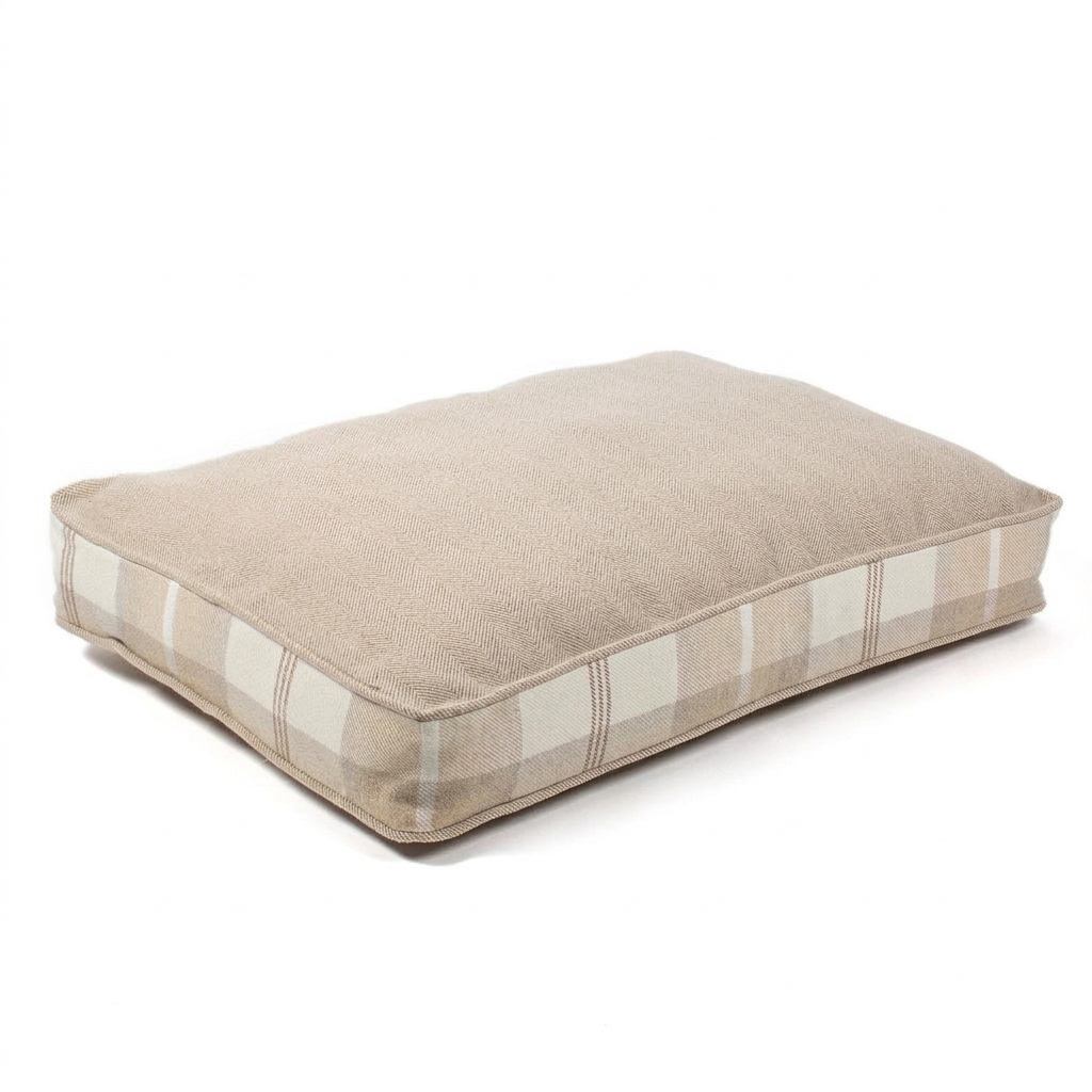 Dog Cushion Balmoral Natural Tweed angled view