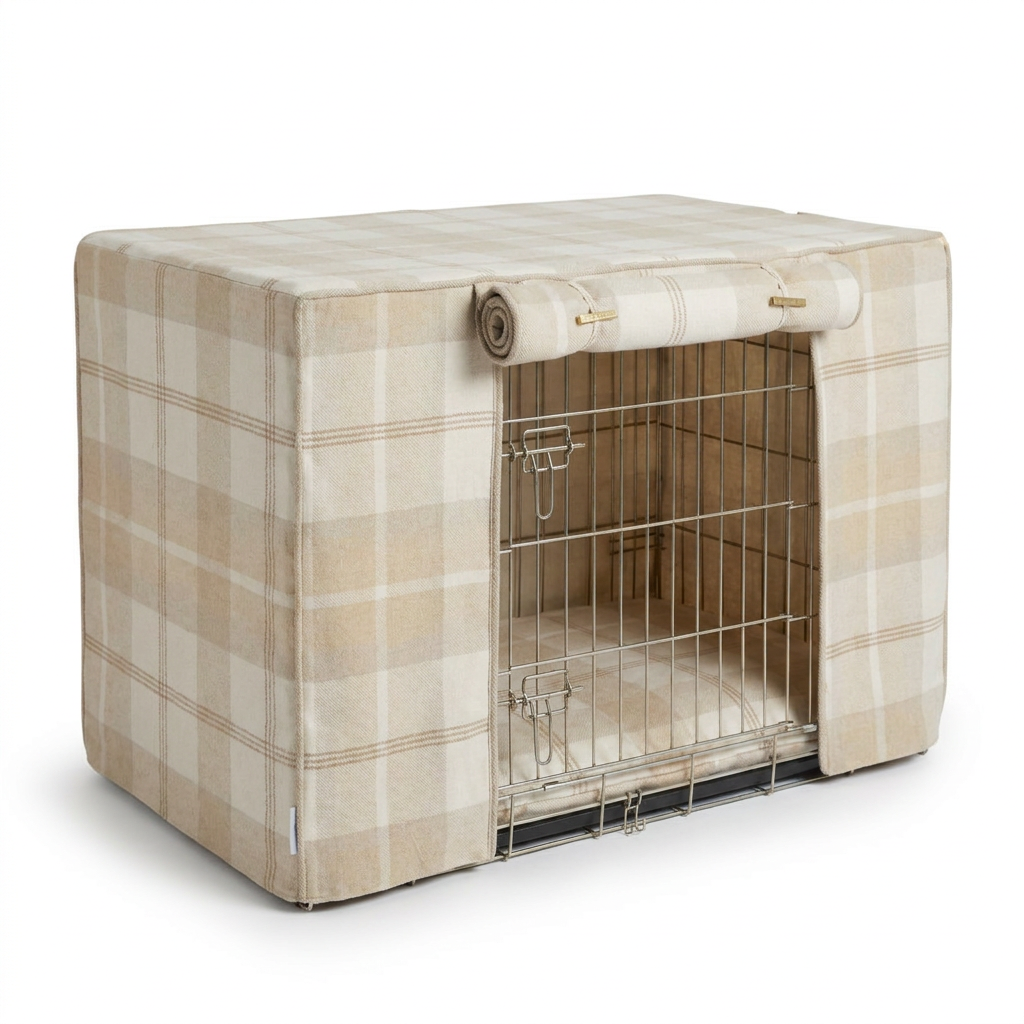 Dog Crate Set Balmoral Natural Tweed angled view