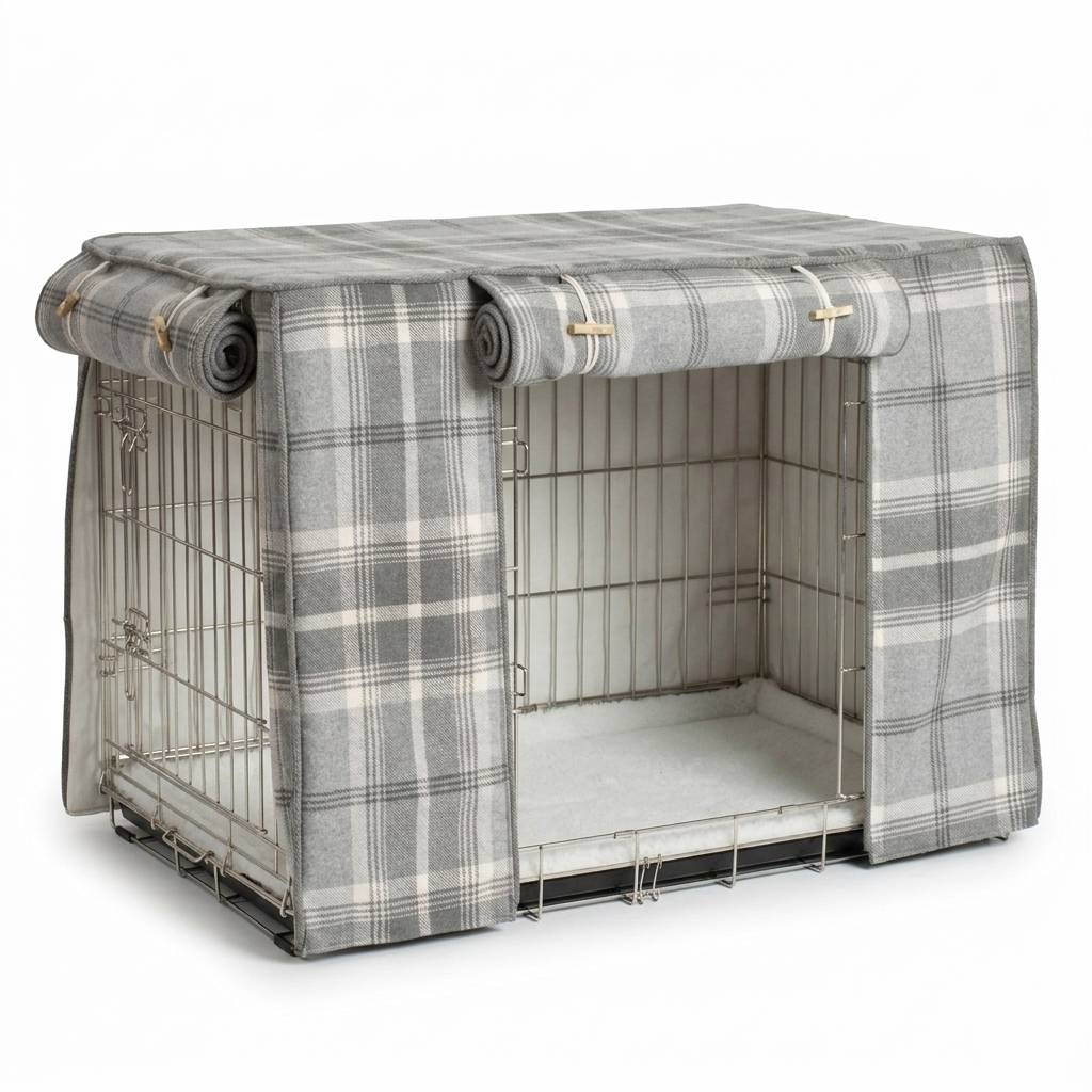 Dog Crate Cover Balmoral Dove Grey angled view