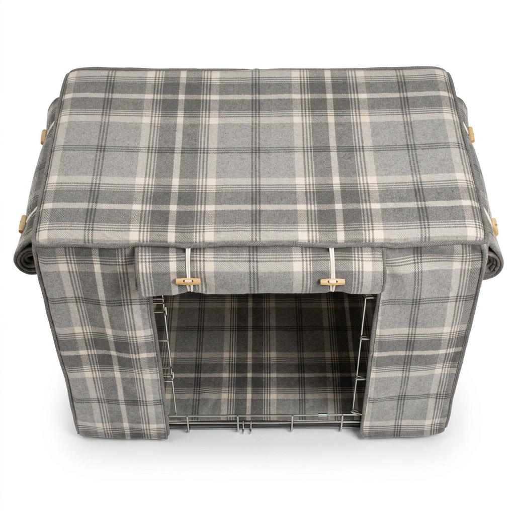 Dog Crate Cover Balmoral Dove Grey top-down view