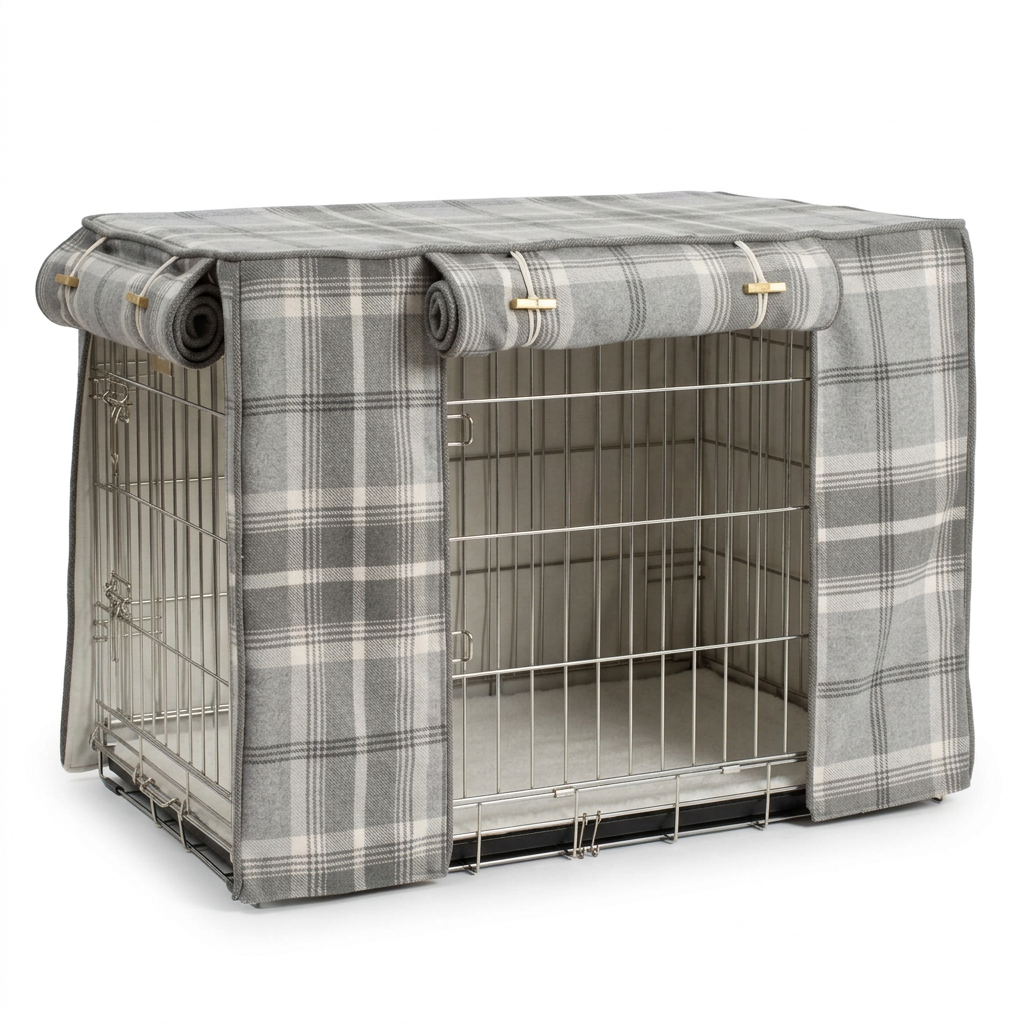 Dog Crate Bumper Balmoral Dove Grey angled view