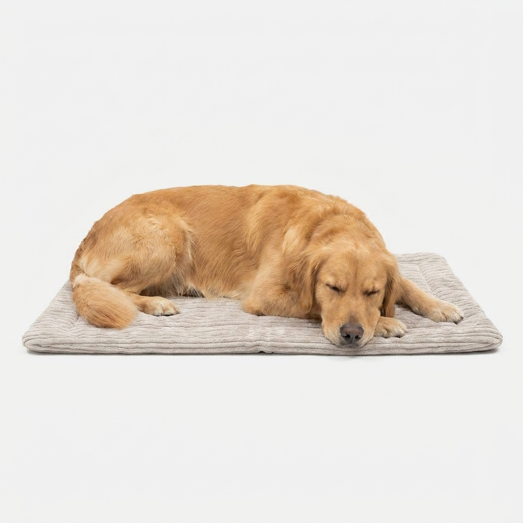 Travel Mat Light Grey Essentials Plush with dog