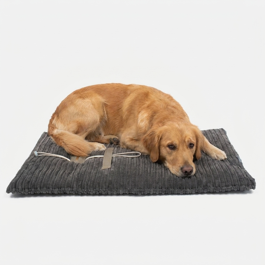 Travel Mat Dark Grey Essentials Plush with dog
