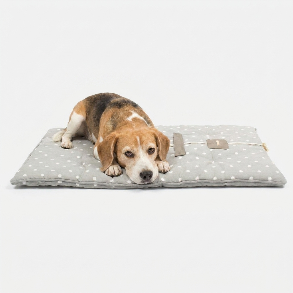 Travel Mat Grey Spot with dog