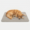 Travel Mat Pewter Herringbone Tweed with dog