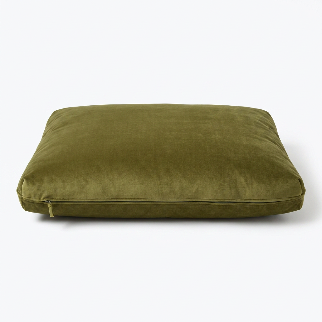 Dog Cushion Olive Velvet front view