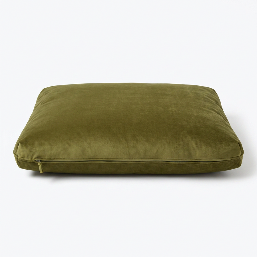 Dog Cushion Olive Velvet front view