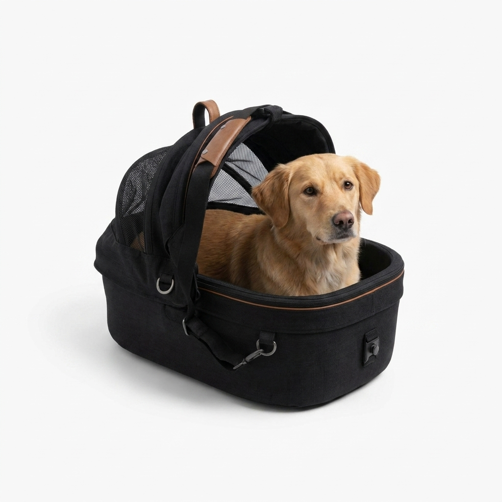 Maeve Pet Car Seat Onyx with dog