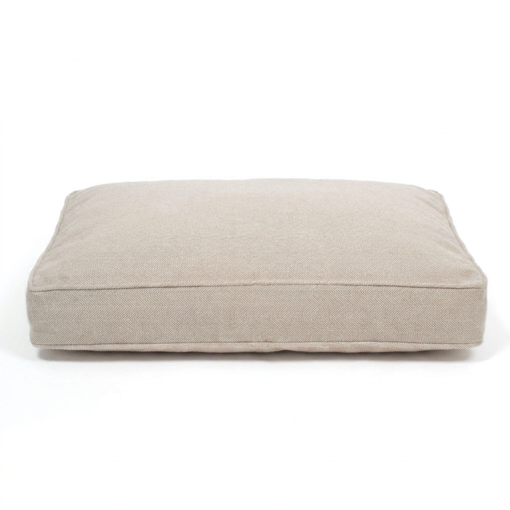 Dog Cushion Natural Herringbone front view