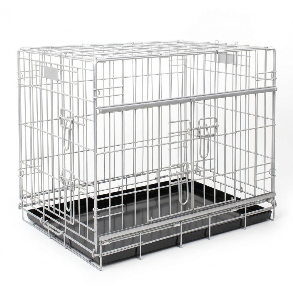 Sliding Door Dog Crate angled view