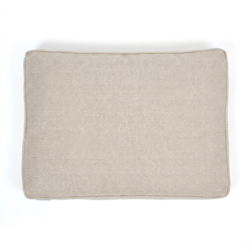 Dog Cushion Natural Herringbone top-down view