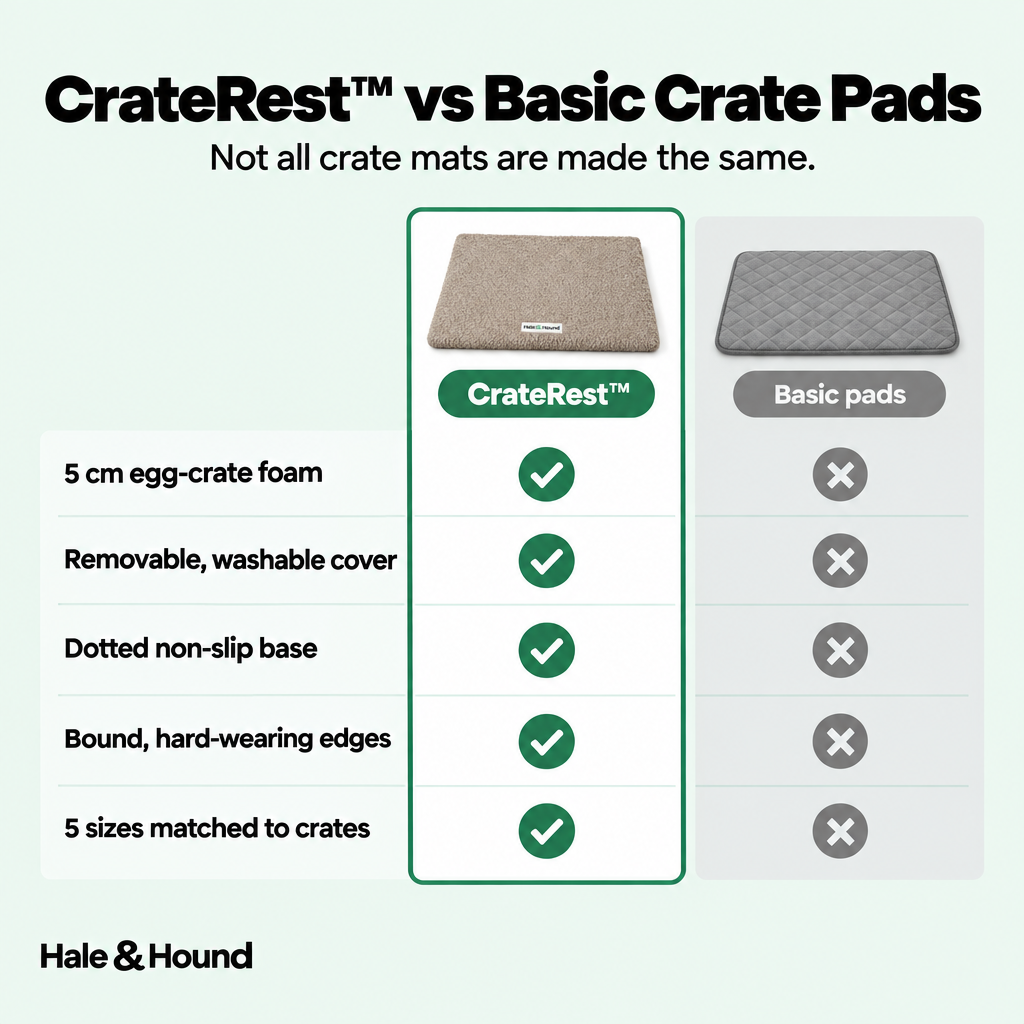 CrateRest compared with a basic crate pad