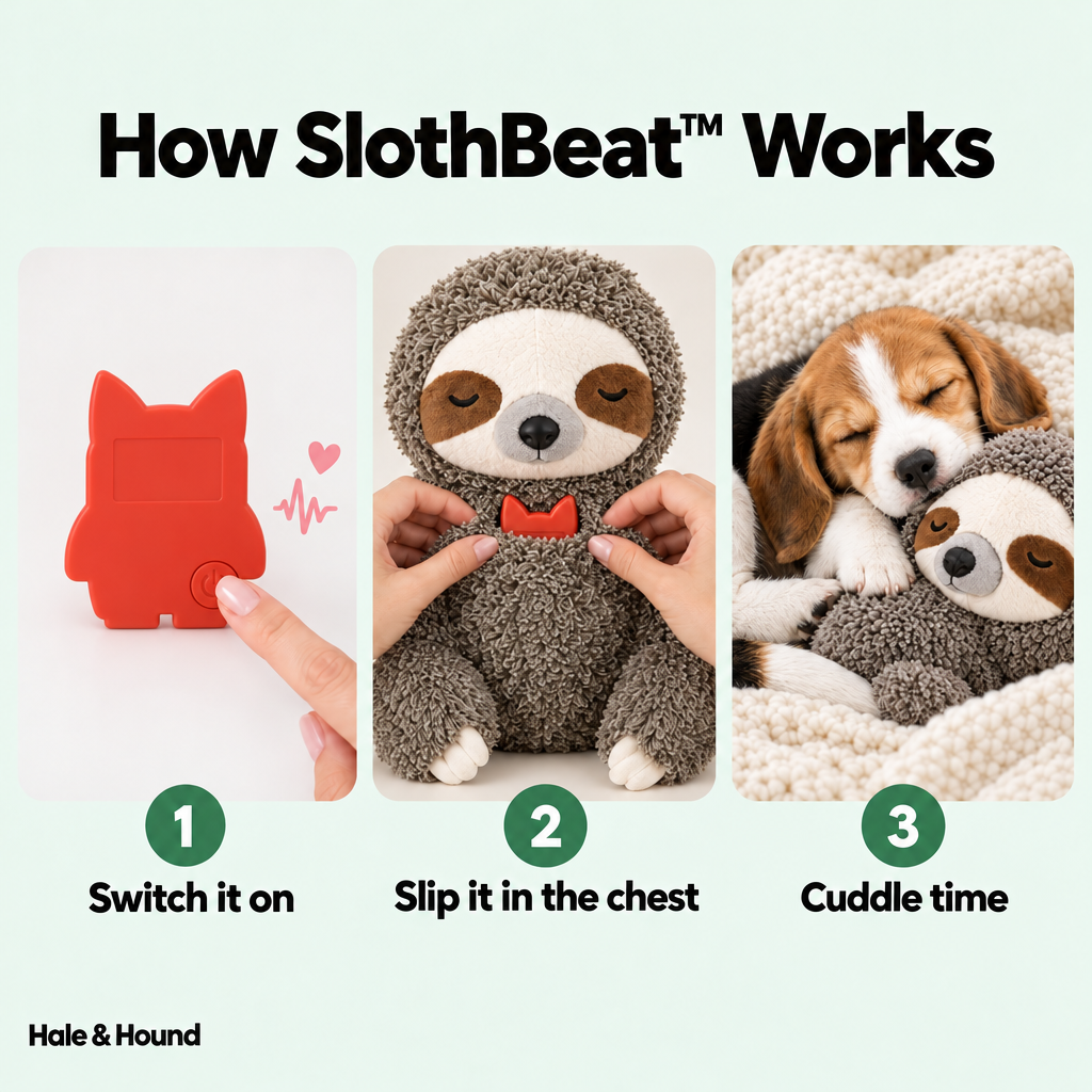 How SlothBeat works: switch it on, slip it in the chest, cuddle time