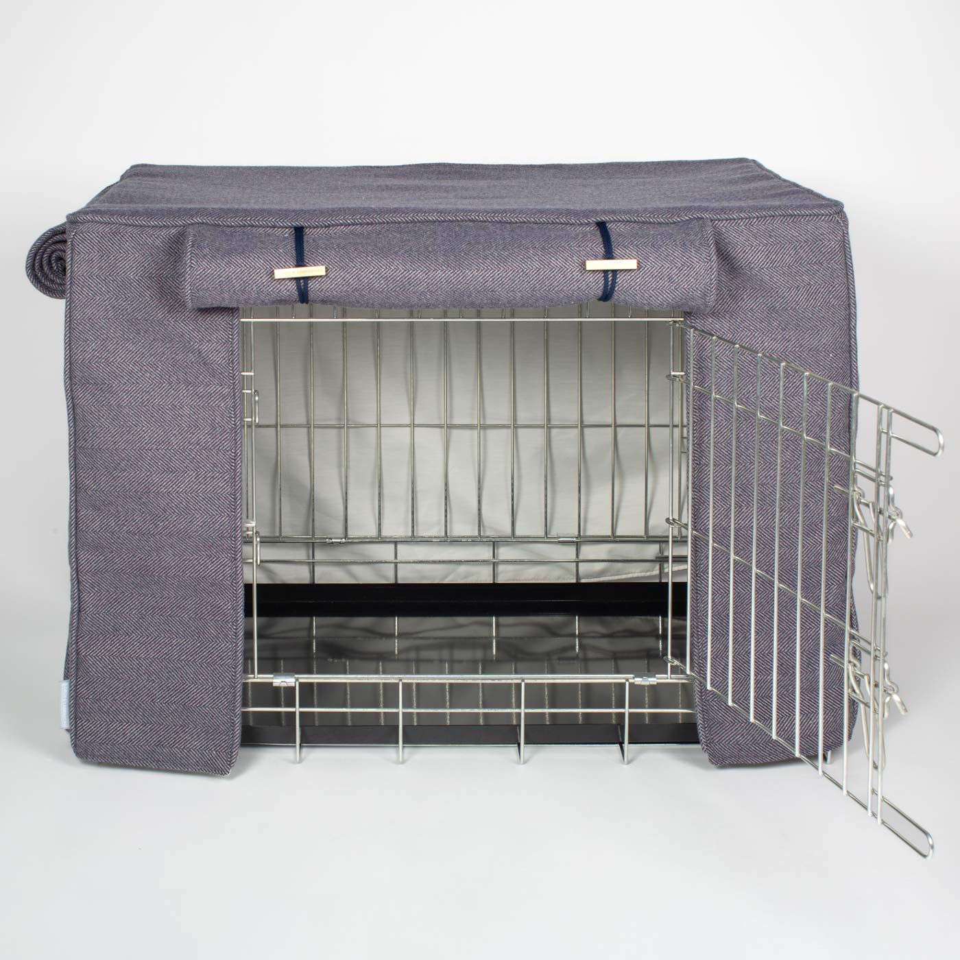 Housse de cage pour chien entièrement doublée, tissu Oxford à chevrons, lavable en machine, personnalisable.