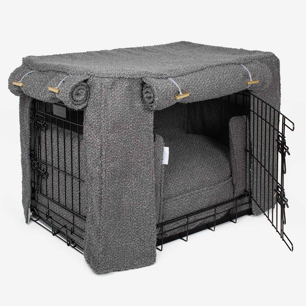 Dog Crate Set Granite Bouclé Fully Lined Personalised