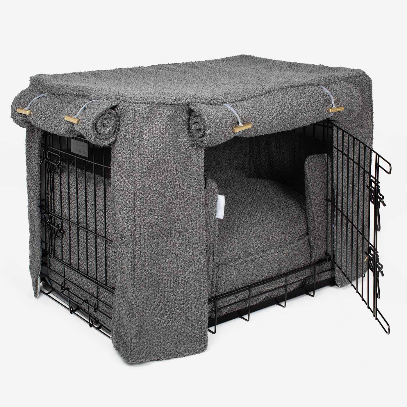 Dog Crate Set Granite Bouclé Fully Lined Personalised