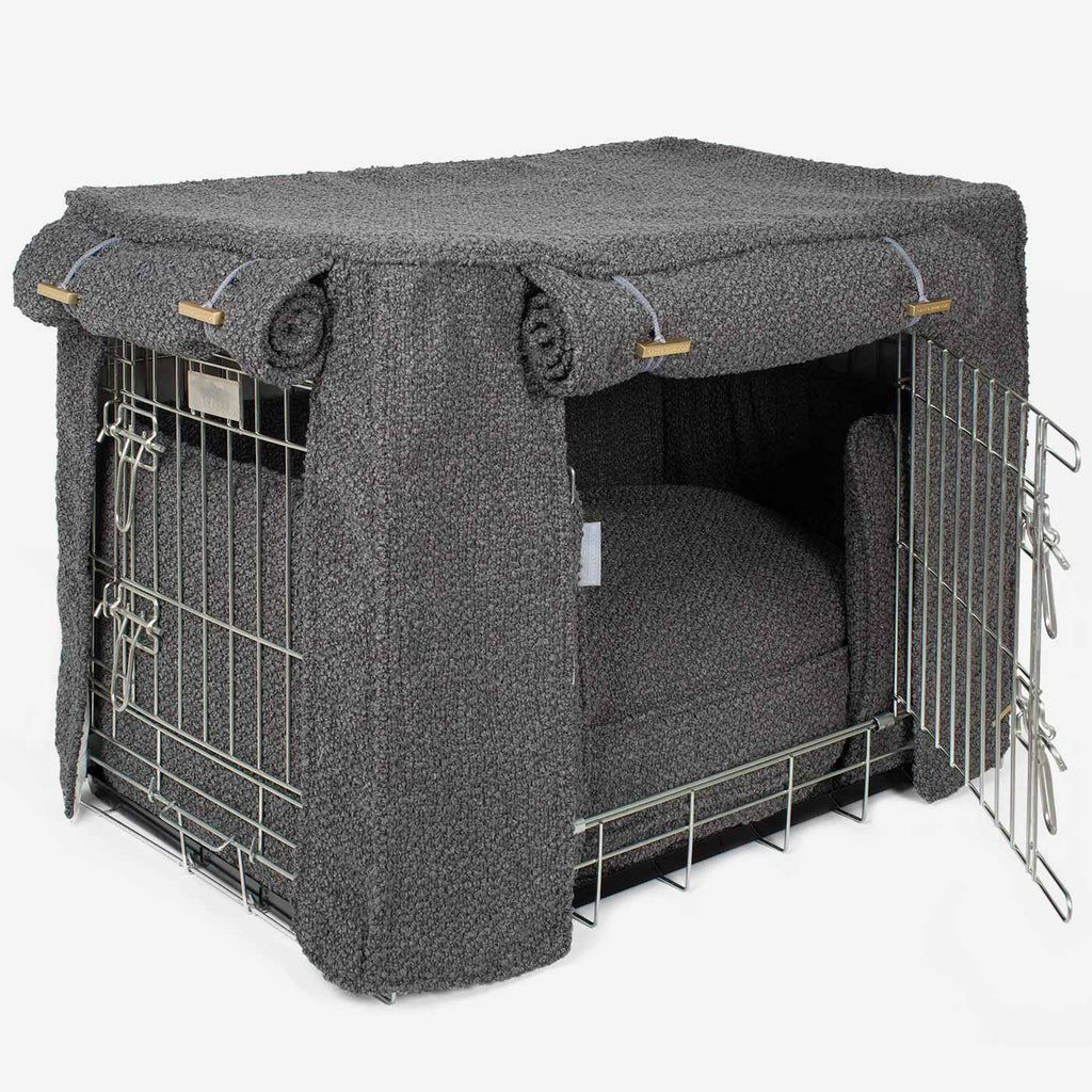 Dog Crate Set Granite Bouclé Fully Lined Personalised