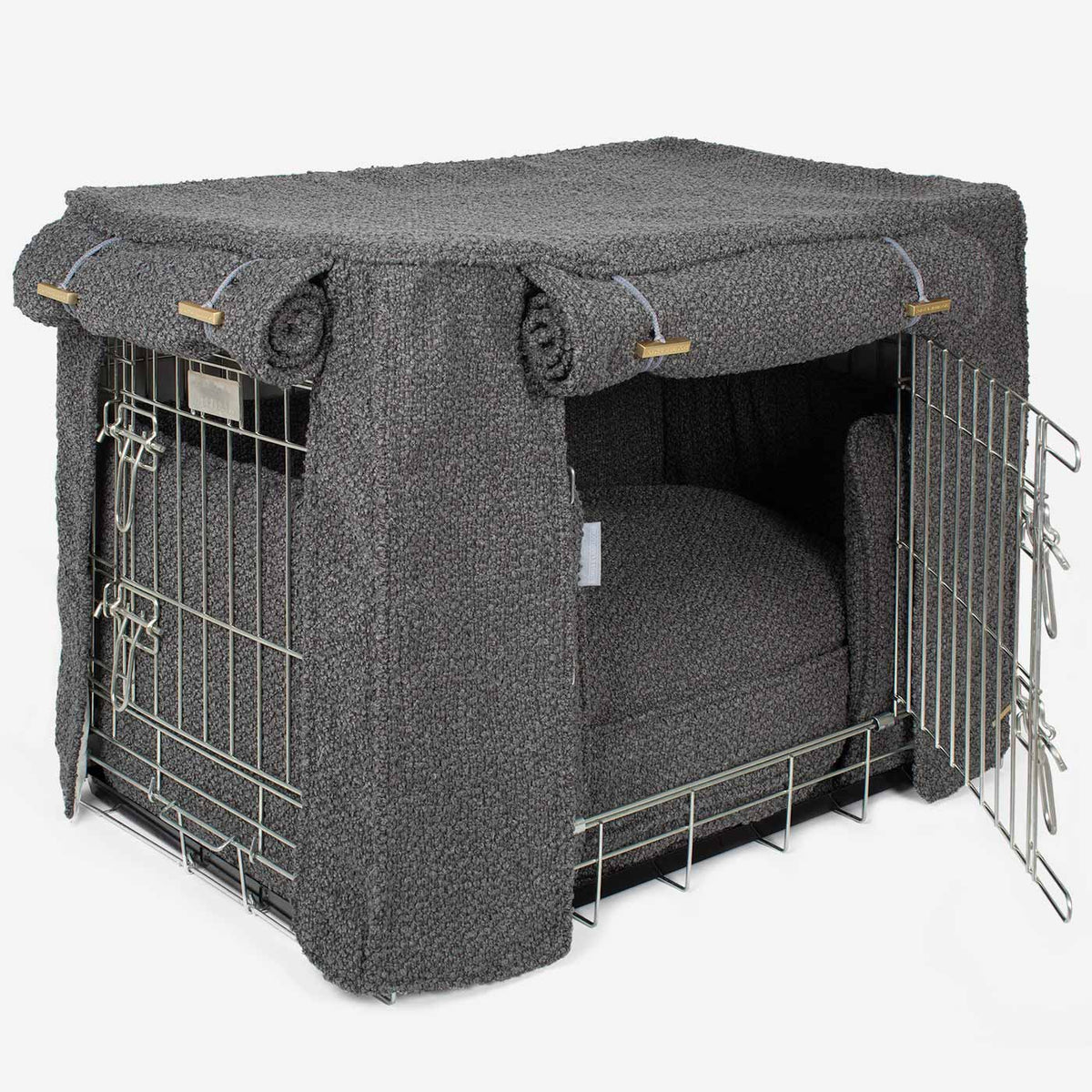 Dog Crate Set Granite Bouclé Fully Lined Personalised