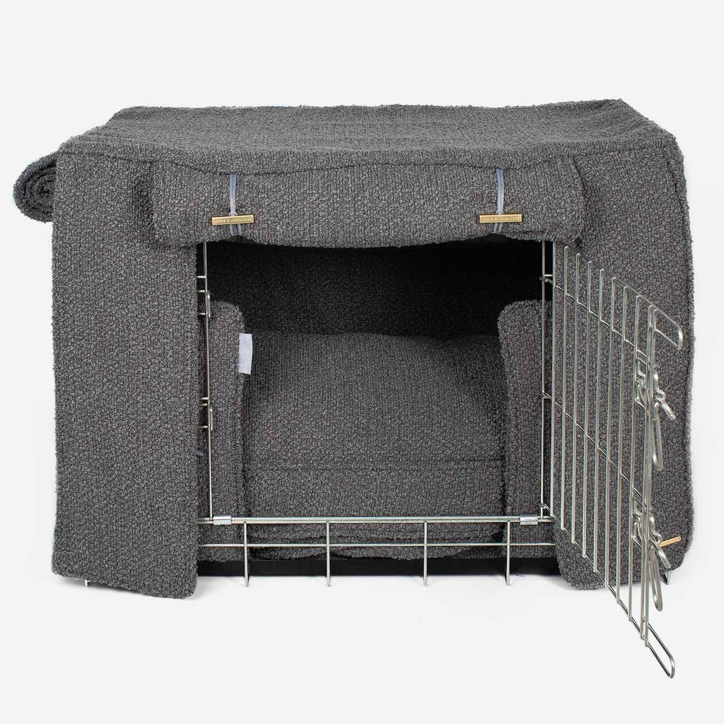 Dog Crate Set Granite Bouclé Fully Lined Personalised