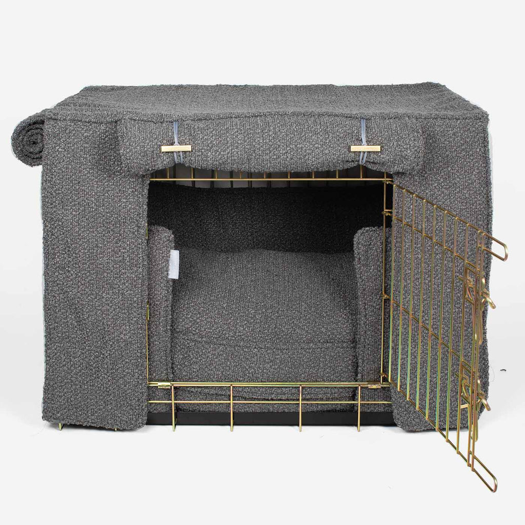 Dog Crate Set Granite Bouclé Fully Lined Personalised