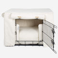 Dog Crate Set Ivory Bouclé Fully Lined Machine Washable Personalised