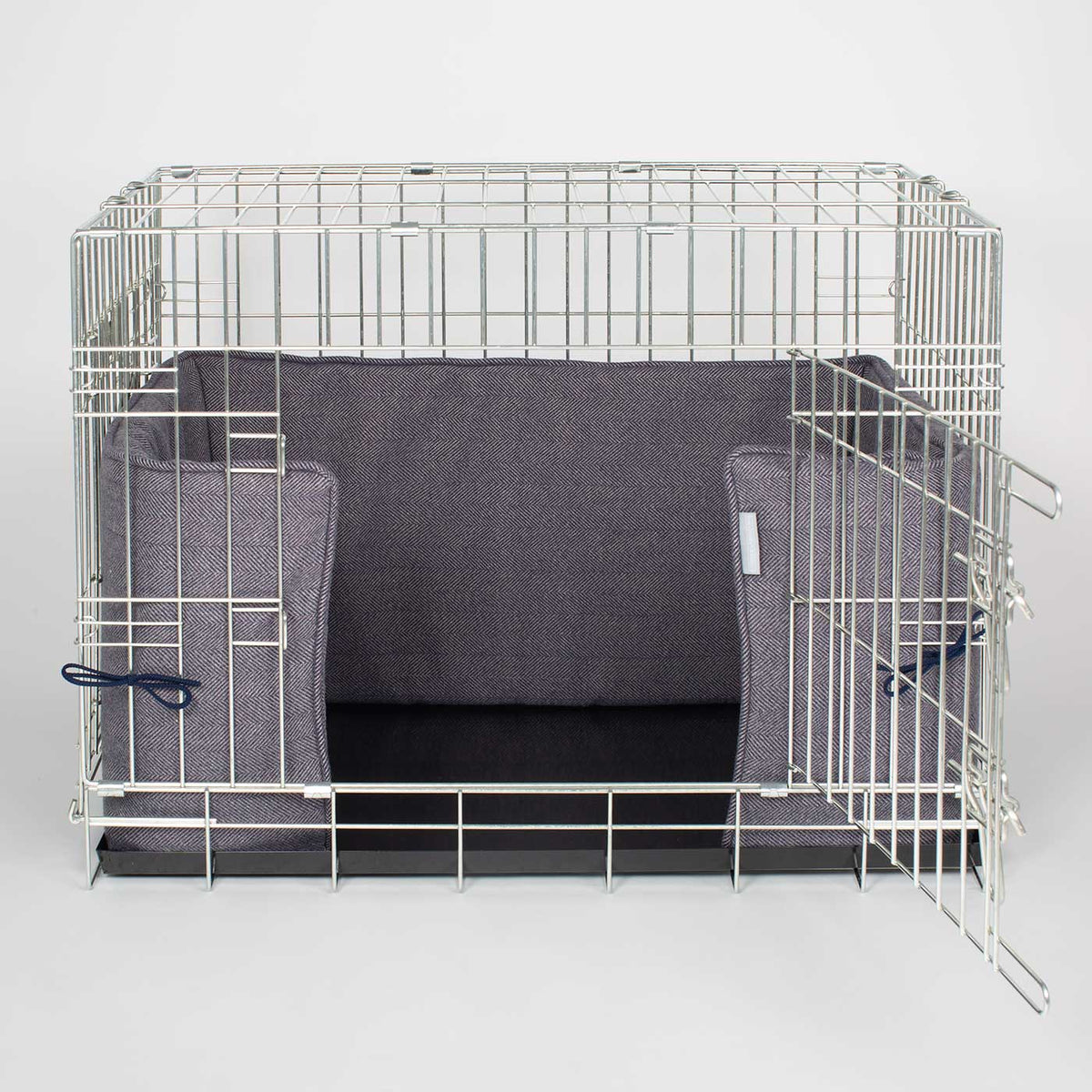 Pare-chocs de cage pour chien fait main en tweed chevrons Oxford lavable en machine