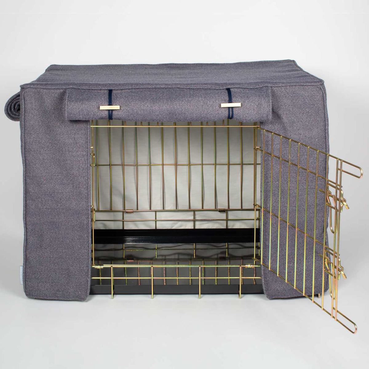 Housse de cage pour chien entièrement doublée, tissu Oxford à chevrons, lavable en machine, personnalisable.