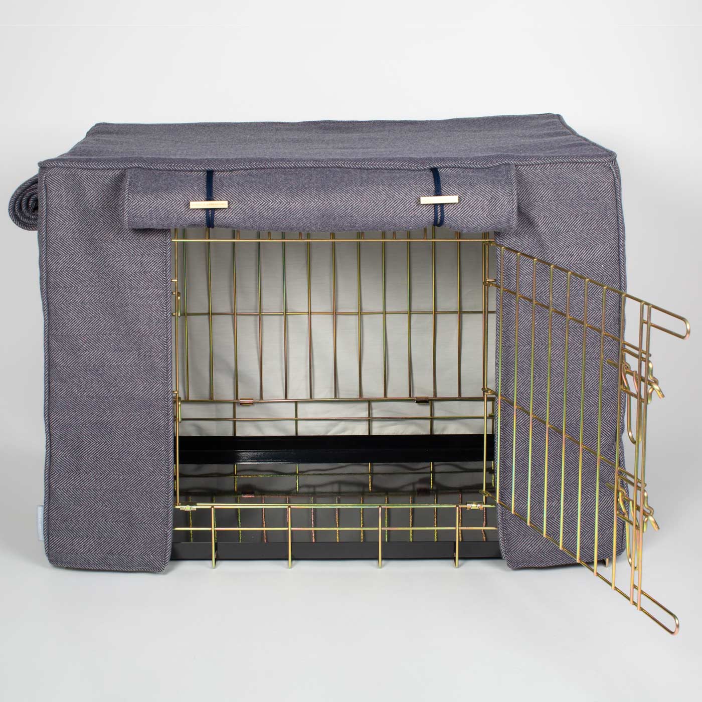 Housse de cage pour chien entièrement doublée, tissu Oxford à chevrons, lavable en machine, personnalisable.