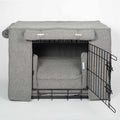 Niche pour chien personnalisable en tweed à chevrons étain lavable en machine