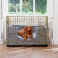 Handmade Dog Crate Bumper Pewter Herringbone Tweed Machine Washable